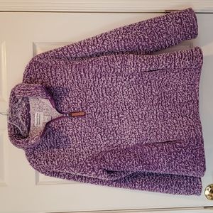 Country Store | Purple and White Fleece Quarter Zip Sweater